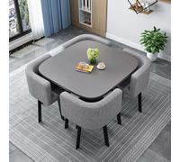 Moderno juego de mesa redonda con 4 sillas de comedor de 31.5 pulgadas para sala de estar, cocina o área de recepción, muebles de madera elegantes para el hogar u oficina