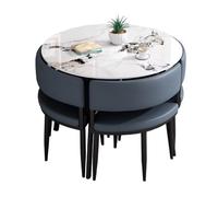 Moderno juego de mesa redonda con 4 sillas de cuero, elegante mesa de centro y silla, ideal para el hogar, hotel, tienda de té y cafeterías