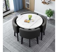 Moderno juego de mesa redonda con 4 sillas, mesa de conferencias de madera para comedor de 80 cm