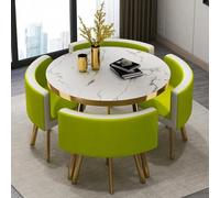Moderno juego de mesa redonda de 5 piezas con 4 sillas, muebles de cocina elegantes para sala de estar, comedor, 80 x 80 x 75 cm, perfecto para decoración del hogar