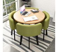 Moderno juego de mesa redonda de barra de desayuno para el hogar/jardín/restaurante, mesa de comedor y sillas de 31.5 x 29.5 pulgadas para cena, muebles redondos elegantes para cocina #32