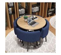 Moderno juego de mesa redonda para conferencias, elegante mesa de centro de negocios con sillas para oficina, reuniones, cafetería, balcón y sala de estar, lino de algodón (rojo y azul)