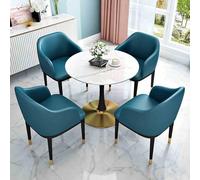 Moderno juego de mesa redonda verde para conferencias y sillas para 4 muebles de recepción de oficina que ahorran espacio, mesa de comedor pequeña de 31.4 pulgadas, diseño azul, perfecto para clubes y