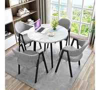 Moderno juego de mesa redonda y 4 sillas, perfecto para reuniones de oficina, sala de estar, reuniones y cocina, comedor, diseño elegante y duradero que ahorra espacio