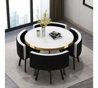 Moderno juego de mesa redonda y silla para 4 elegantes mesas de comedor para cocina y cafetería, 90 cm de diámetro, colección de muebles de negocios
