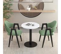 Moderno juego de mesa y silla de club de 3 piezas para sala de espera de oficina, mesa redonda de negociación con 2 sillas tapizadas de poliuretano, perfecto para pequeños espacios de conferencias