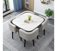 Moderno juego de mesa y silla de comedor redonda/cuadrada para 4 personas, elegante mueble de sala de conferencias y oficina, ideal para negociaciones de negocios y reuniones de club
