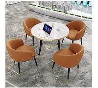 Moderno juego de mesa y silla minimalista, oficina, ocio, recepción, mesa redonda pequeña de madera, hogar, balcón, restaurante, cocina, metal (color: verde) (naranja)