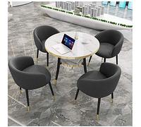 Moderno juego de mesa y silla minimalista, oficina, ocio, recepción, mesa redonda pequeña de madera, hogar, balcón, restaurante, cocina, metal (Color: verde) (gris oscuro)