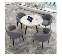 Moderno juego de mesa y silla minimalista, oficina, ocio, recepción, mesa redonda pequeña de madera, hogar, balcón, restaurante, cocina, metal (color: verde) (gris claro)