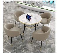 Moderno juego de mesa y silla minimalista, oficina, ocio, recepción, mesa redonda pequeña de madera, hogar, balcón, restaurante, cocina, metal (color: verde) (caqui)