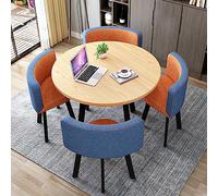 Moderno juego de mesa y silla para oficina, recepción, club, 1 mesa con 4 sillas, combinación de muebles de sala de estar y dormitorio, para negociación, esquema de color azul y naranja