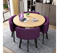 Moderno juego de mesa y silla para oficina, recepción, club, 1 mesa con 4 sillas, elegante juego de mesa de negociación para sala de estar, hogar o dormitorio, elegante opción de color morado