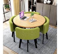 Moderno juego de mesa y silla para oficina, recepción, club, mesa de negociación con 4 sillas para sala de estar y dormitorio, color verde oscuro