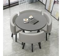 Moderno juego de mesa y silla para oficina, recepción, club, mesa de negociación, mesa redonda de conferencias y mesa de comedor, perfecto para salón, muebles de color gris claro para negocios
