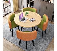 Moderno juego de mesa y silla para oficina, recepción, club, mesa de negociación y 4 sillas, muebles de sala de estar y dormitorio en colores naranja y verde