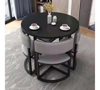 Moderno juego de mesa y sillas redondas de 5 piezas para 4 marcos de metal para espacios pequeños, mesa de negociación y sillas para reuniones de oficina (Clo
