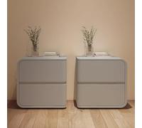Moderno juego de mesita de noche minimalista, mesita de noche de doble cajón con textura de cuero, elegante solución de almacenamiento para dormitorio y sala de estudio, elegantes rieles de tres
