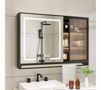 Moderno juego de muebles de baño rectangulares con espejo antivaho, almacenamiento impermeable, 1 puerta, resistente a la intemperie, dimensiones de 80 cm, diseño elegante y funcional para todos los