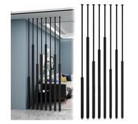 Moderno juego de separadores de habitación de 8 piezas, columnas decorativas negras, altura ajustable, 122 cm, para oficina, entrada, diseño sin perforaciones, elegante separador de espacio