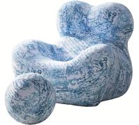 Moderno juego de silla decorativa cian con otomana para sala de estar, dormitorio, sala de lectura, cómoda silla de salón con reposapiés y sillón de barril de ocio, brazos de la madre, silla de sofá