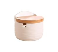 Moderno juego de tarros de sal para guardar especias de cocina o comedor azucarero con tapa de madera extraíble y cuchara
