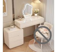 Moderno juego de tocador 3 en 1 con luces LED, espejo y silla, elegante tocador blanco con cajones, escritorio de maquillaje para mujer