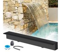 Moderno kit de fuente de cascada para decoración de piscina al aire libre, función de agua incrustada con vertedero que mejora la estética del jardín y el patio, experiencia tranquila en cascada en el