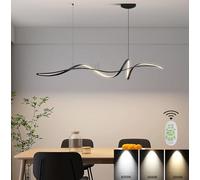 Moderno Lámpara Colgante Techo LED para Salon Mesa de Comedor, LED 60W Lámpara Colgantes Spiral Diseño Regulable Altura Ajustable Oficina Cocina isla Dormitorio Estudio Lámpara de techo (Negro, L160)