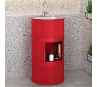 Moderno lavabo de cerámica independiente con pedestal, solución de tocador que ahorra espacio para baños contemporáneos, elegante diseño de pie