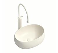 Moderno lavabo de cerámica ovalado, lavabo para tocador de baño, cuenco sobre encimera para espacios pequeños
