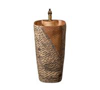 Moderno lavabo de pedestal - Tocador de baño independiente de cerámica con grifo y kit de drenaje para baño, terraza, balcón, actualización elegante y funcional para el hogar