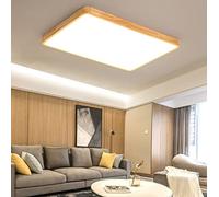 Moderno LED oficina Plafones Luz de Sala de estar madera antiguo rectangular acrílico blanco lámpara de techo con mando a distancia clásico iluminación de techo para dormitorio comedor cocina 60*40cm
