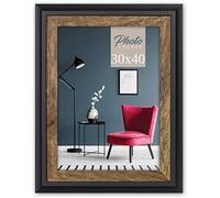Moderno marco de madera auténtica para fotos de 30 x 40 cm / DIN A3 - Soporte para fotos con paspartú, marco de madera en negro y marrón, gran marco de fotos vintage como decoración de pared para