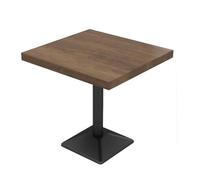 Moderno Mesa De Bistro Marrón Con Patrón De Grano De Madera Pata De Acero Resistente Cuadrado Comida Por 2 Uso En Interiores Elegante Versátil Cocina Restaurante Cafetería(Size:60x60x75cm,Color:Brown)