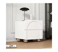 Moderno Mesita de noche blanca con patas esféricas de acero inoxidable y 2 cajones, mesitas de noche modernas, mesitas de noche de madera for dormitorio, sala de estar Práctico(L50xD40xH48cm)