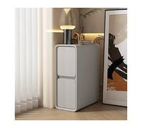 Moderno Mesita de noche con 2 cajones, mesita de noche ultra estrecha que ahorra espacio, mesas auxiliares de madera, mesita de noche, armario for sala de estar, dormitorio, oficina, gris Práctico(L25