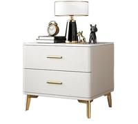 Moderno Mesita de noche con Panel de roca horneada, mesita de noche sencilla de almacenamiento de gran capacidad for dormitorio, almacenamiento de Color sólido, mueble de noche de madera Práctico(Blan
