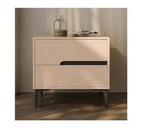 Moderno Mesita de noche de madera simple Lado estrecho Mesita de noche de almacenamiento de color sólido Cajón doble de gran capacidad con muebles de noche deslizantes silenciosos Práctico(Beige,Peque
