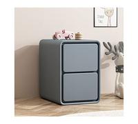 Moderno Mesita de noche de piel sintética con 2 cajones, mesita de noche pequeña, mesa auxiliar, gabinete de almacenamiento for sala de estar, dormitorio, 18.8 pulgadas de alto, azul grisáceo Práctico