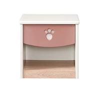Moderno Mesita de noche Dormitorio moderno Mesita de noche de almacenamiento Linda mesita de noche for niños con compartimento de almacenamiento abierto, rosa blanco, L44.5×D39×H48cm Práctico