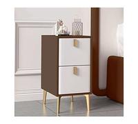 Moderno Mesita de noche estrecha con apariencia elegante de cuero artificial, mesita de noche pequeña, mesita de noche delgada, mesa auxiliar delgada for espacios pequeños, dormitorio, sofá (marrón+bl