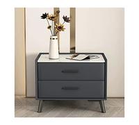 Moderno Mesita de noche moderna de cuero artificial, mesita de noche de pizarra lacada simple, gabinete rectangular de madera, mesita de noche for dormitorio, almacenamiento con 2 cajones (gris) Práct