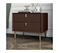 Moderno Mesita de noche moderna de madera en color café, mesita de noche de piel sintética, mesita de noche con cajón de almacenamiento, mesitas de noche for dormitorio, mesita de noche Práctico(L50xD