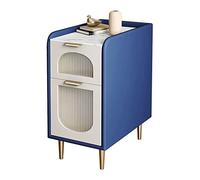 Moderno Mesita de noche moderna que ahorra espacio, mesita de noche estrecha, diseño de cuero artificial, mesita de noche for dormitorio, mesa auxiliar for sofá de sala de estar, 23,6 "H, azul Práctic