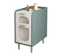 Moderno Mesita de noche moderna que ahorra espacio, mesita de noche ultra estrecha for dormitorio, diseño de cuero artificial, sala de estar, sofá, mesa auxiliar, 23.6 pulgadas de alto, verde Práctico