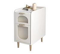 Moderno Mesitas de noche Diseño que ahorra espacio Mesita de noche estrecha con 2 cajones Gabinete de almacenamiento simple for dormitorio Mesa de centro pequeña Mesita de noche, color blanco Práctico