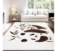 Moderno Minimalista Abstracto Artístico Alfombra 160 x 230 cm Beige Marrón Plantas Panda Pelo Corto Súper Suave Alfombra Lavable para Habitación Adolescente, No Desprende Pelusa y Fácil de Limpiar