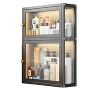 Moderno mobiletto da parete con anta in vetro, soluzione salvaspazio per bagno, ufficio, soggiorno e cucina