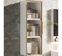 Moderno mobiletto da parete in alluminio con Ante in vetro - Mobiletto sottile per bagno e cucina | Organizzatore per trucchi montato sopra il WC